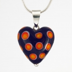 Orange Dots on Black Glass Heart